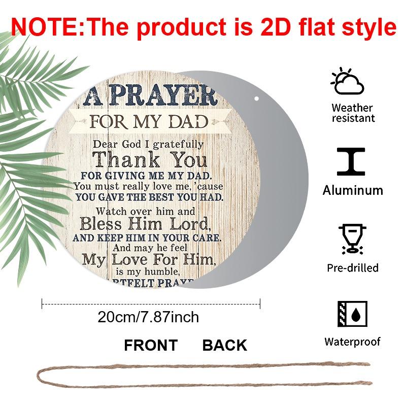 2D Flat Father's Day Themed Aluminum Decorative Signs and Plaques in Various Sizes. A Prayer of Gratitude and Blessings for Fathers, Ideal for Home