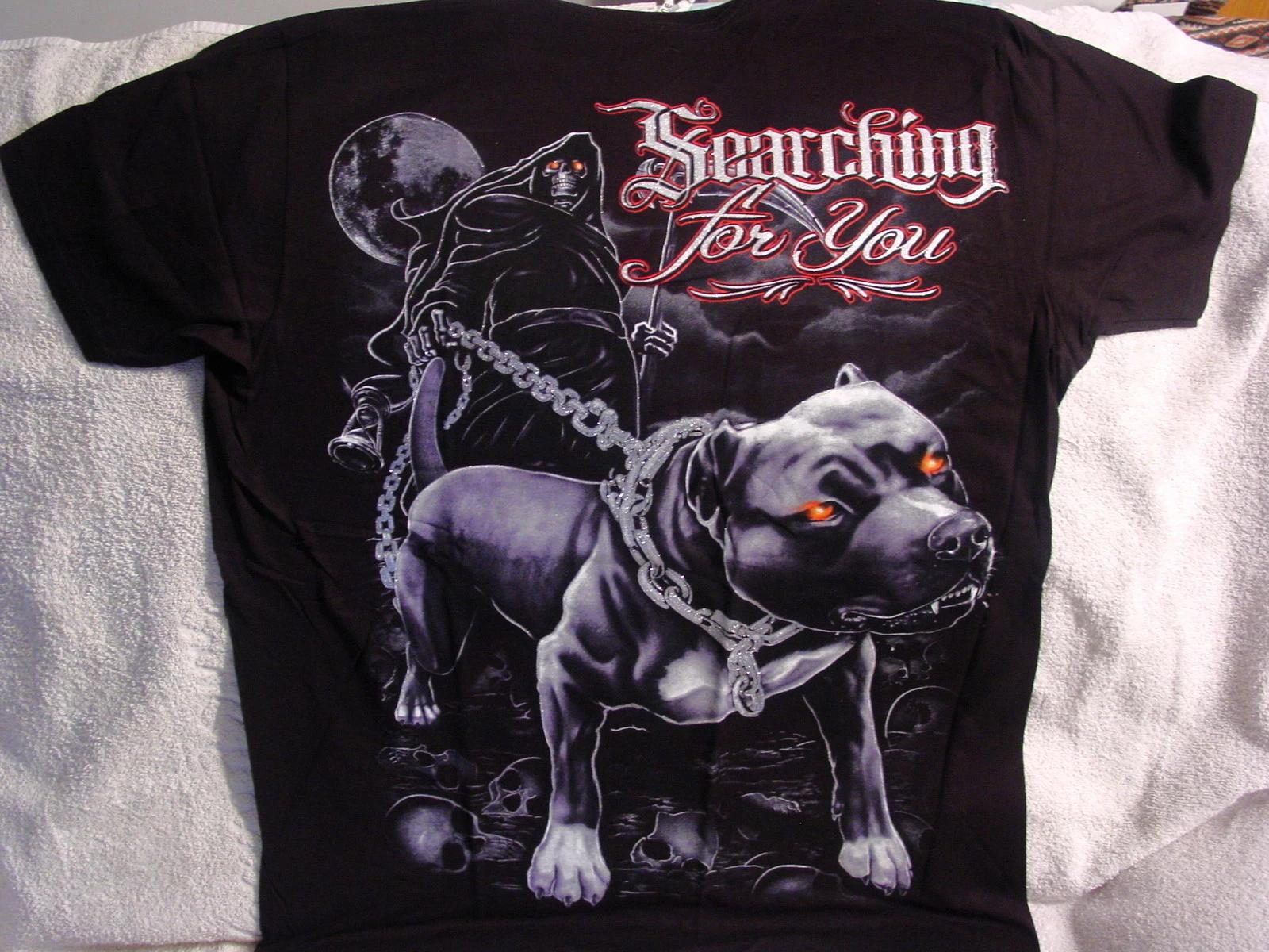 GRIM REAPER PITBULL SKULL SKULLS MOON SEARCHING FOR YOU T-shirt XL