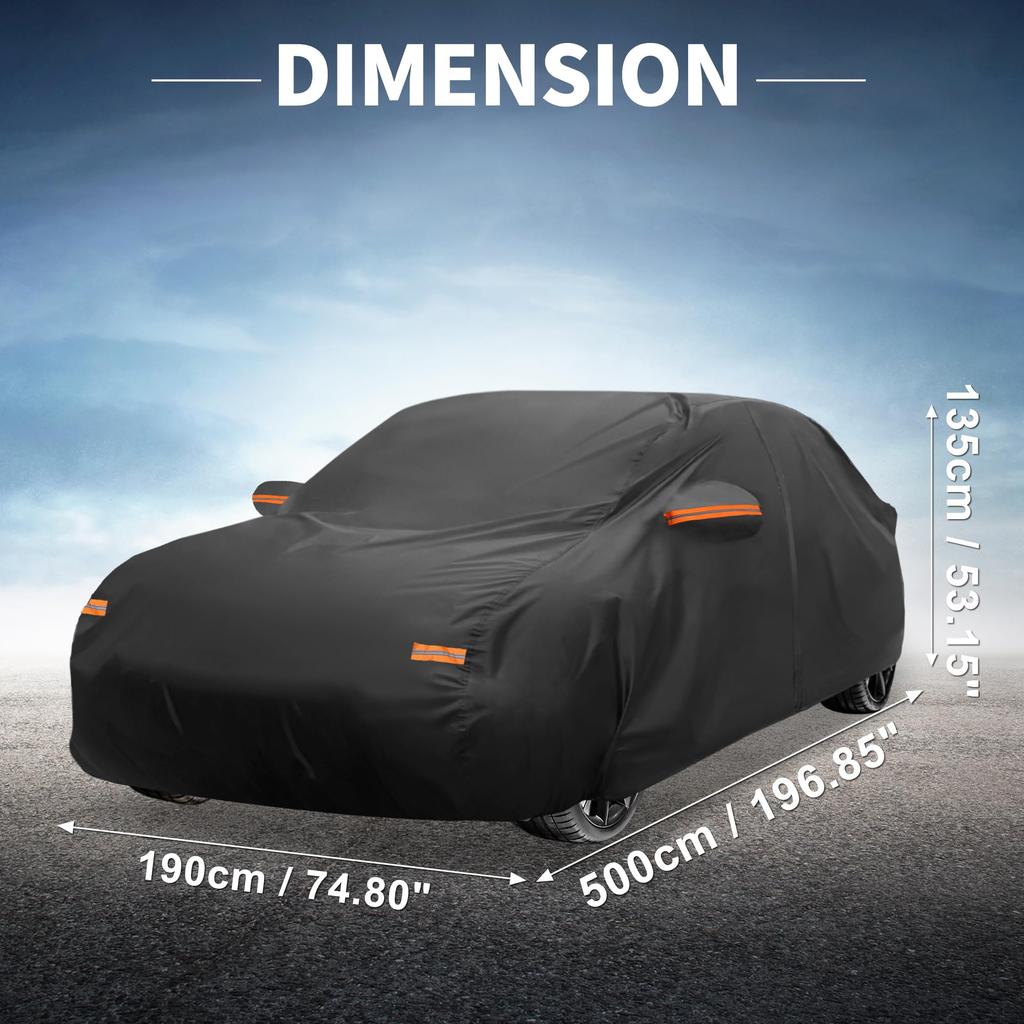 X AUTOHAUX Waterproof Aluminum Car Cover for Honda Accord with Door Body Car Increased Water Hail Sun Rainy Season Flame Strong and Yellow Sand Black