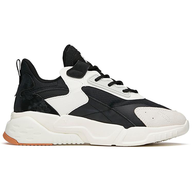 New ANTA Rubik's Cube Chunky Sneakers Women's Low Top Black/Ivory White 122148808-4