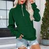 Women's Loose Fit Zip Up Sweatshirt Color Round Neck Long Sleeve Top