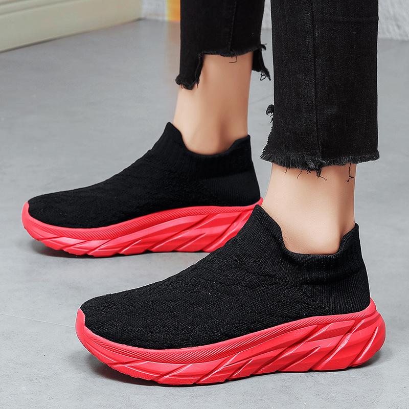Large size couple fly-woven sneakers platform-soled trendy socks shoes cover feet and pedal men's shoes