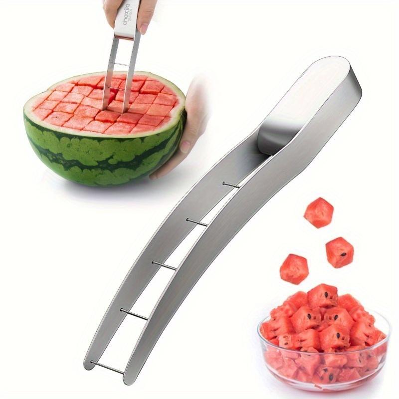 Quick and Safe Watermelon Cutter - Stainless Steel Cube Cutter for Fruit Salads and Melons -Convenient Kitchen Tool for Slicing