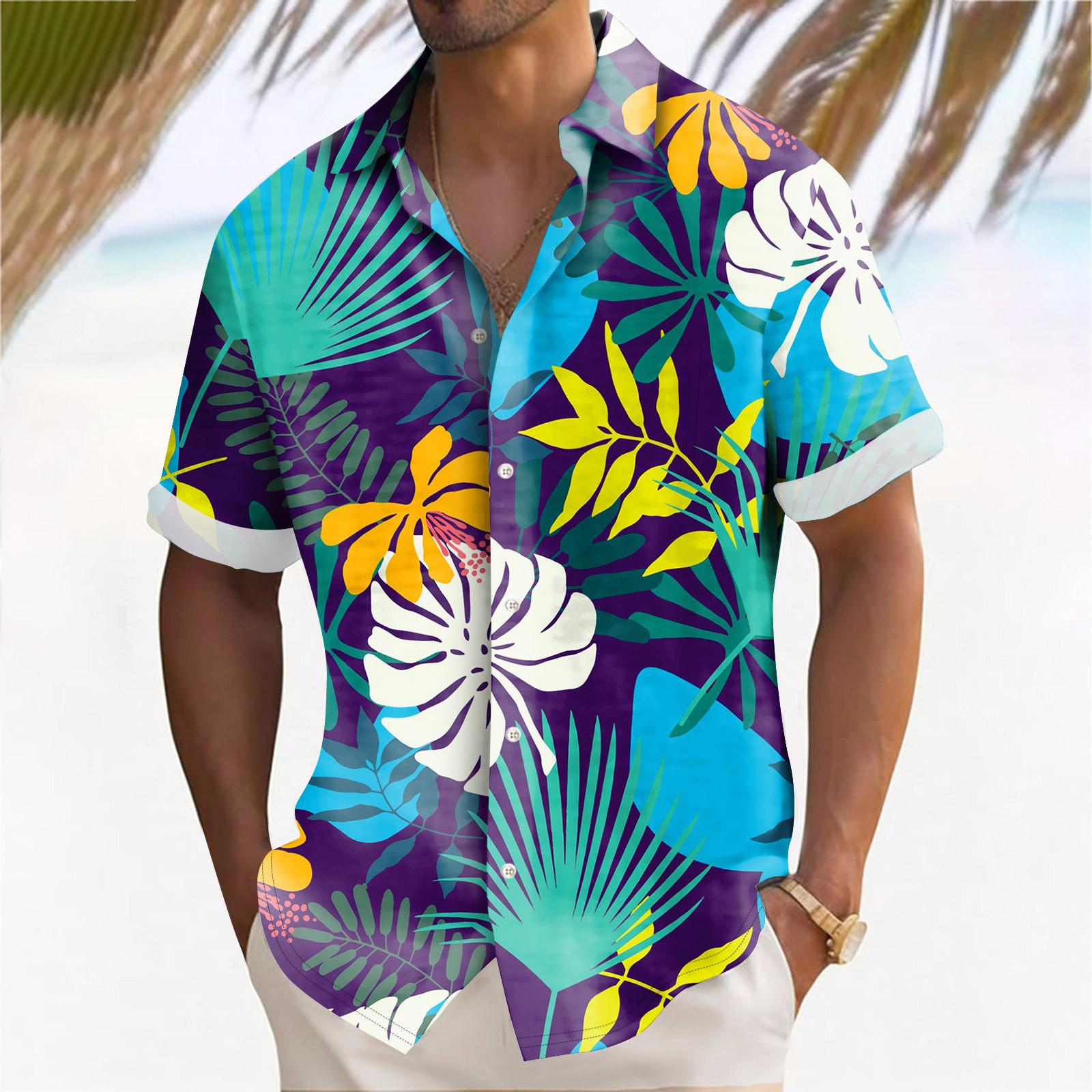 

Гавайская рубашка для мужчин, мужские винтажные рубашки для боулинга на пуговицах, летняя пляжная рубашка с коротким рукавом XXXL синий