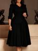 Women's Autumn Fashion Plus Size Dress with Blazer Collar, Solid Color A-Line Maxi Dress for African Women