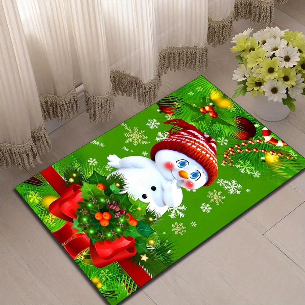 Extra-Large Polyester Area Rug with Adorable Snowman Design - Durable, Soft Crystal Velvet Carpet Mat for Living Room, Game Room