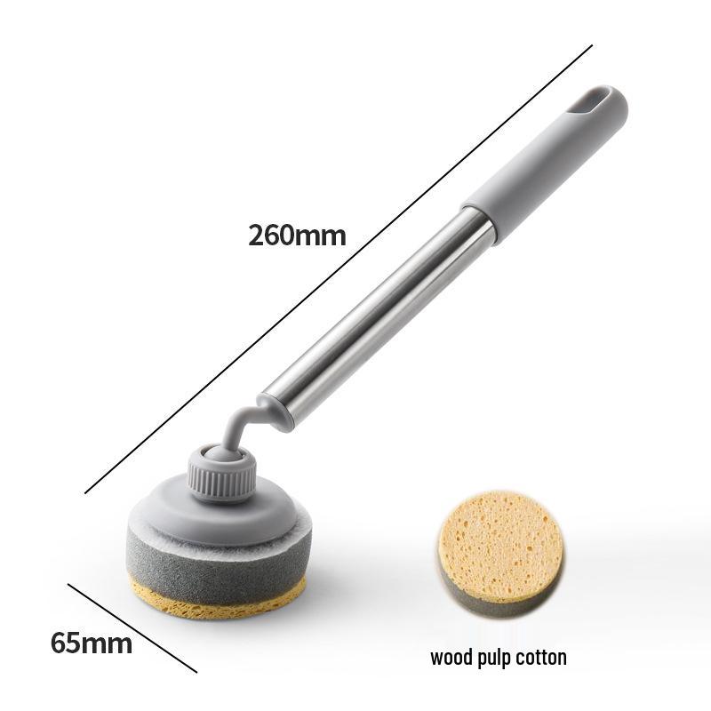 Non-stick Pan Cleaning Brush - Long Handle, Non-Damaging Scrubbing Sponge for Pots and Dishes