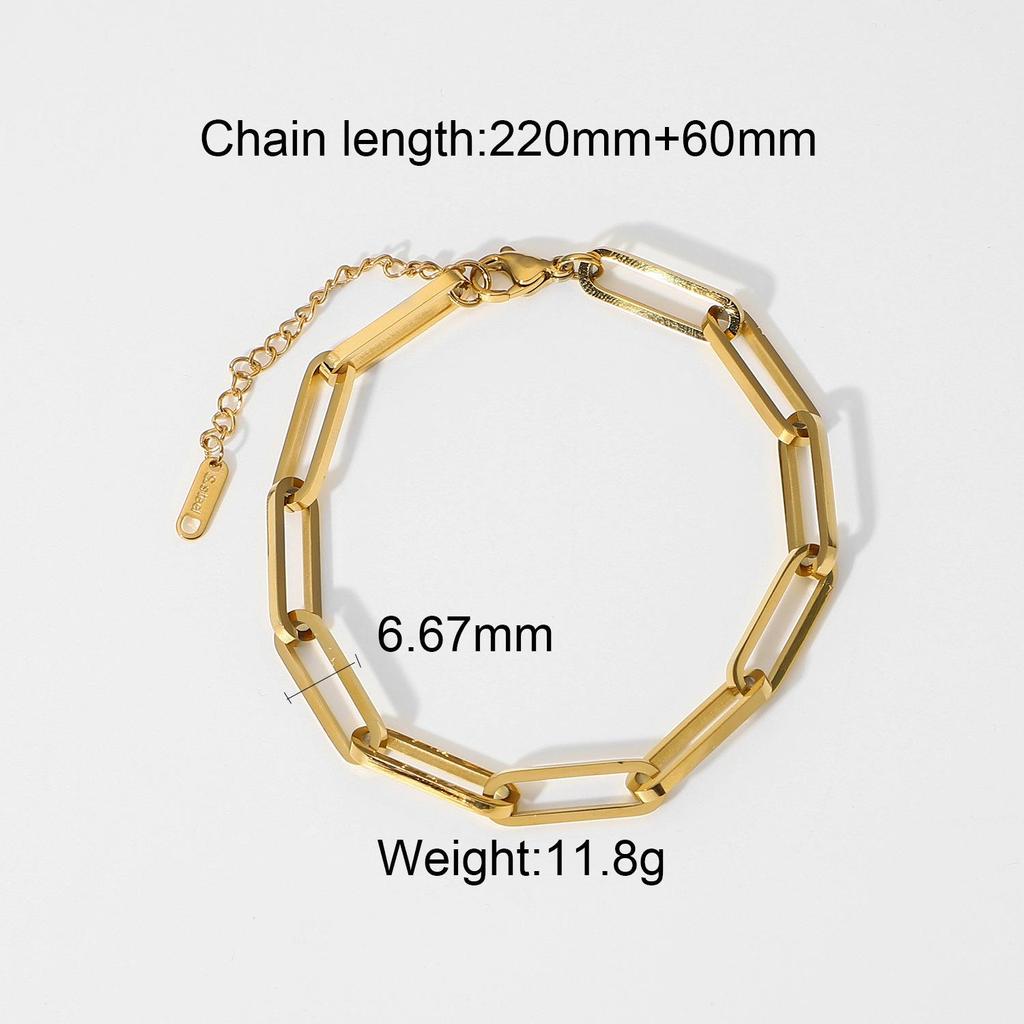 18K Gold Plated Stainless Steel Layered Bracelet Set: Miami Cuban Chain, Bangle, Flat Snake Design for Women