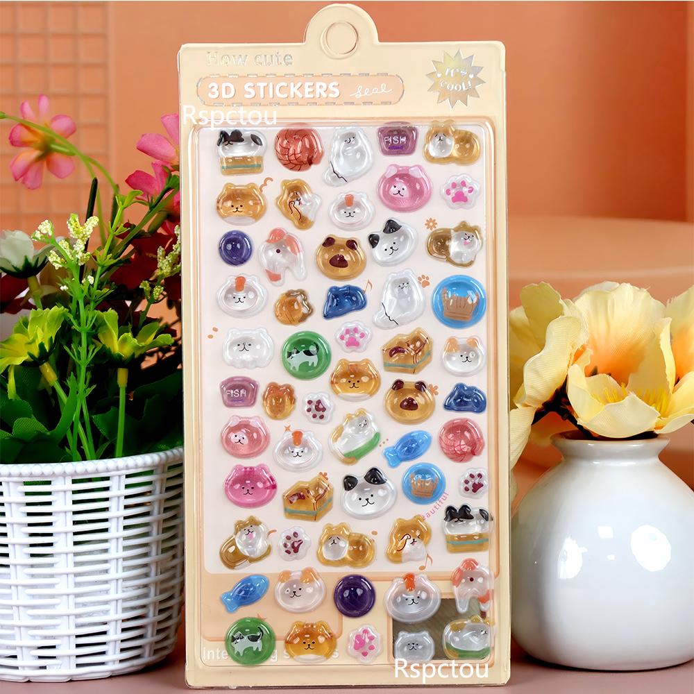 Cute Cartoon Animals Series 3D Puffy Stickers Funny Three-Dimensional Relief Sticker Luggage Guitar Phone Decals Decoration