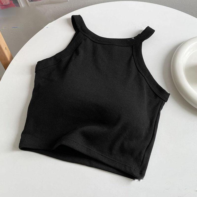 

Летний женский дышащий укороченный топ из высокоэластичного хлопка для веса 40-50 кг one size чёрный