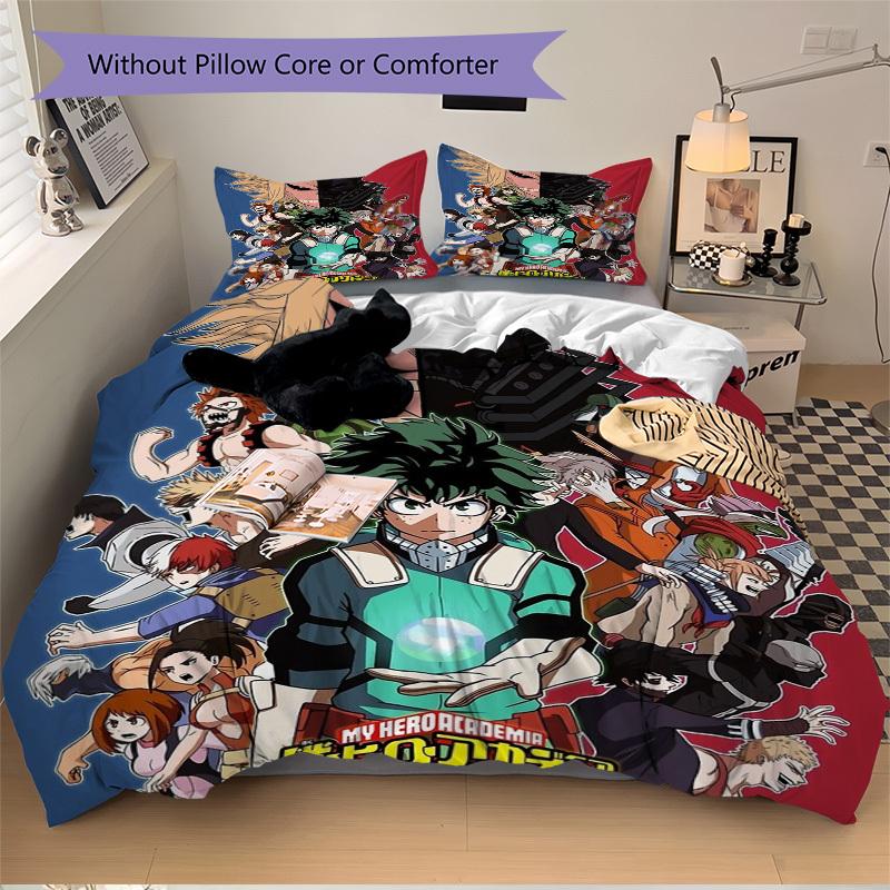 My Hero Academia Characters Bedding Set Comforter Cover Gift for Bedroom,Includes 1 Cover and 2 Pillowcases, No InsertB304