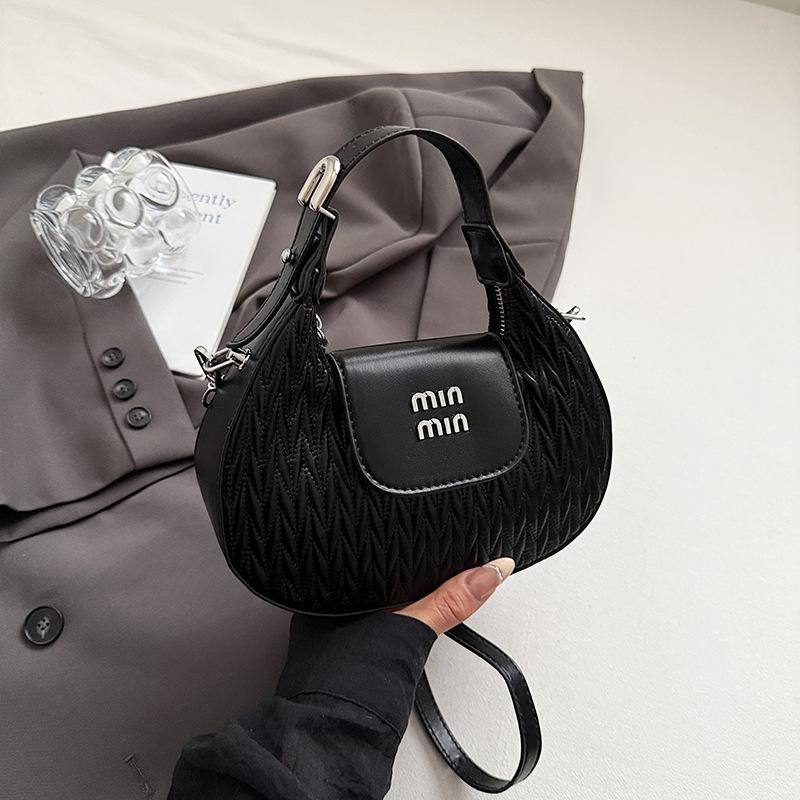 

Bag Women s 2025 Summer New Niche Bag Folded Cloud Bag Crossbody Handbag Foreign Style One Shoulder Crescent Bag чёрный