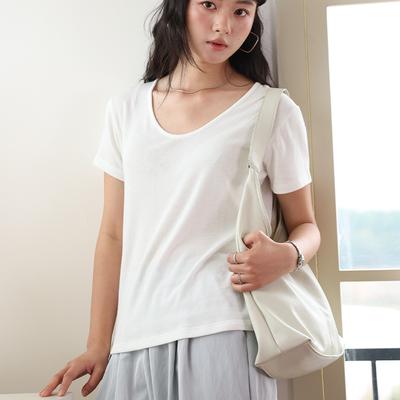 New Spring and Summer Base Layer T-shirt for Women with Egg Neck, Skin-friendly and Slimming Short-sleeved Top