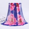 Soft Long Chiffon Scarf Flower Print Shawl Wrap Elegant Shawl Silk  Women