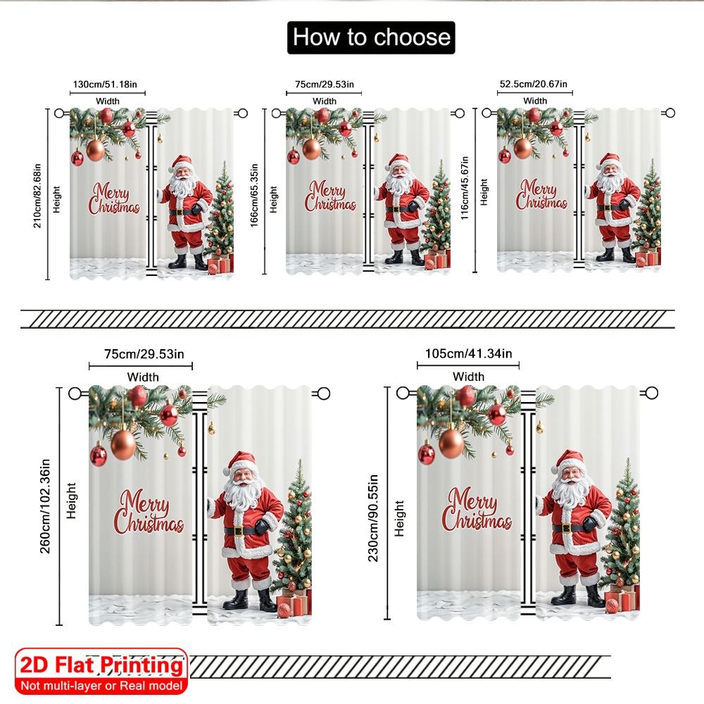 2pcs 2D Flat Printing Merry Christmas Popular Drapes Merry Christmas Santa Tree_a Fabric Without Electricity Family Party Use