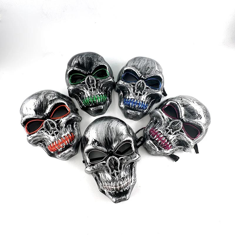 Halloween Skull Skeleton Headwear Horror Party Mask with Glow-in-the-Dark Feature Perfect Spooky Night Disguise or Purge Mask