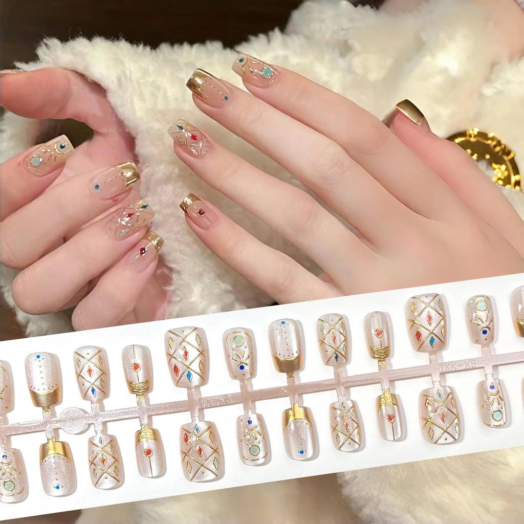 Baroque Enamel French Nail Art Patches: Retro, Luxury, Dopamine Colors