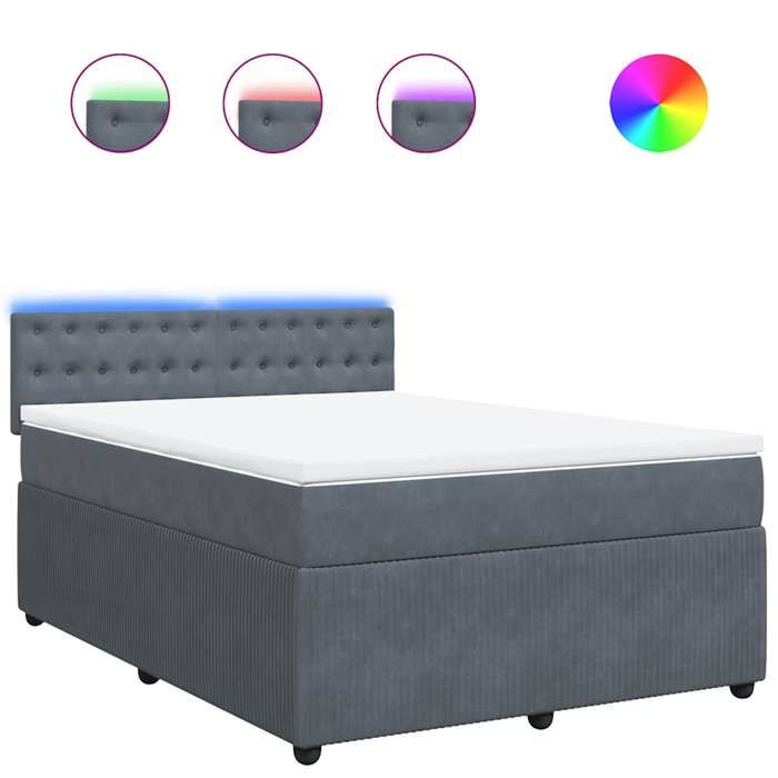 Maison Exclusive - Sommier à lattes de lit et matelas Gris foncé 160x200cm Velours
