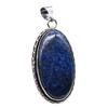 Lapis Lazuli Natural Gemstone Antique Silver Plated Pendant 2" J 1012