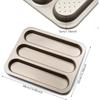 Durable Carbon Steel Baguette Baking Molds, Nonstick French Bread Pan with Rectangular Slots, Specialty 3-Cavity Baguette Mold - Essential Kitchen