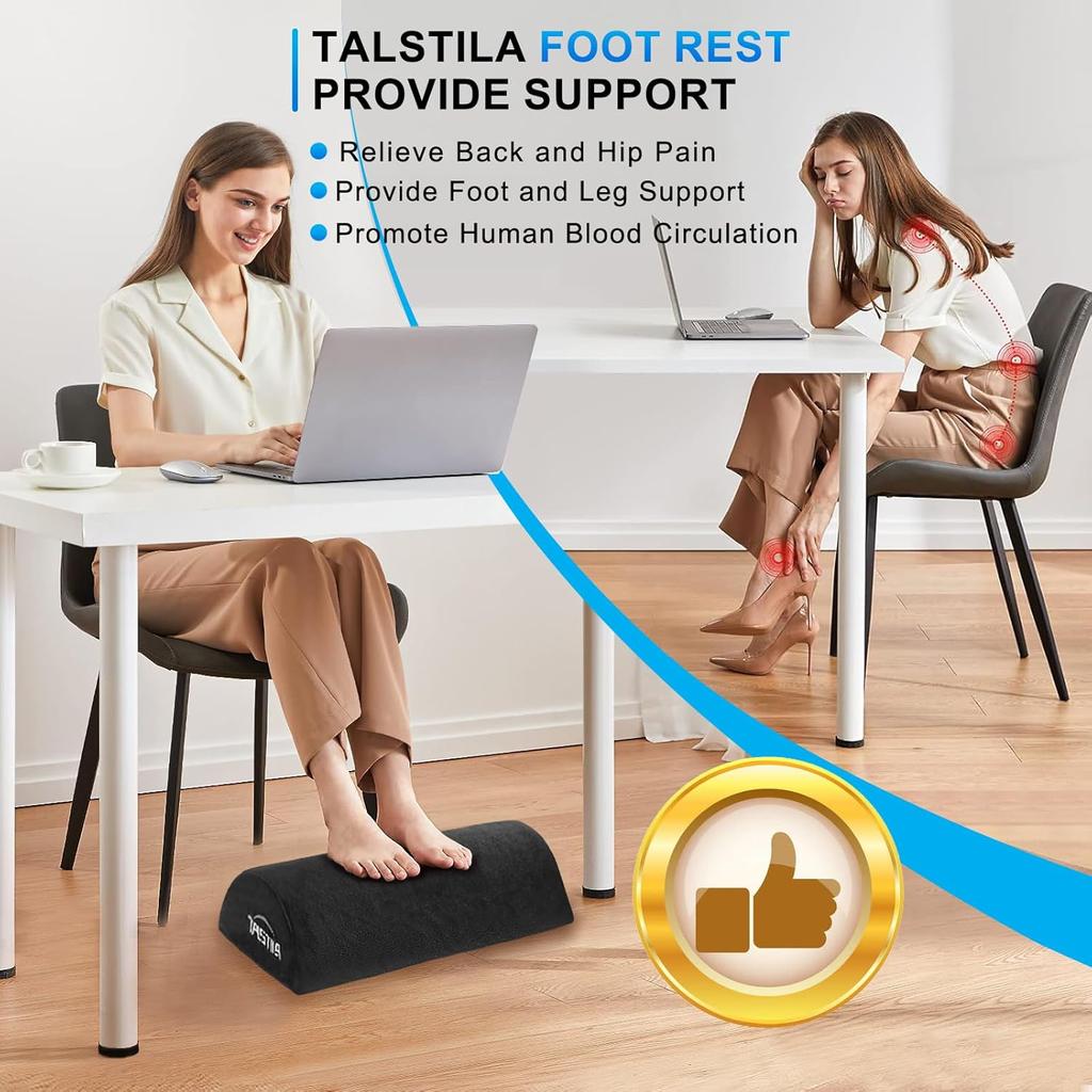 TALSTILA Foot Rest for Under Desk at Work, Footrest with Warm Plush Feet Pocket, Ergonomic Foam Foot Stool, Under Desk Footrests, for Office Desks &
