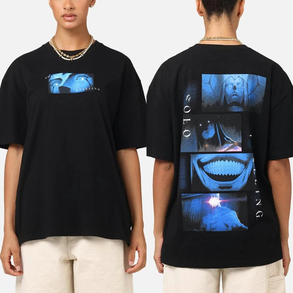 Hot Amine Solo Leveling Heavy Cotton T-Shirt Black White Tee Men's Women's Oversized Y2k Short Sleeves Hip Hop Streetwear Tops