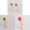 Wooden Bunny Handheld Decor With Small Flowers For Home Office And Car Tabletop Display