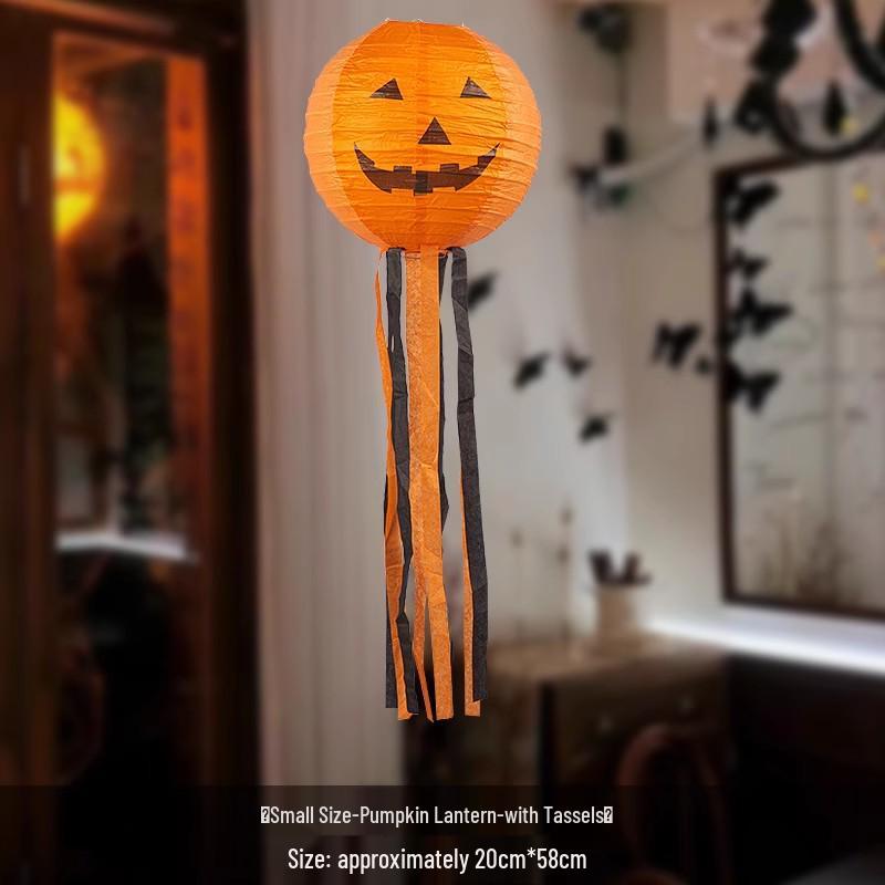 Outdoor Luminous Halloween Pumpkin Paper Lantern Decorations for Kindergartens and Hotels