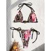 Leopard Floral Halter Bikini Women Swimwear Female Swimsuit Two-pieces Bikini Set Padded Bather Bathing Suit Swim