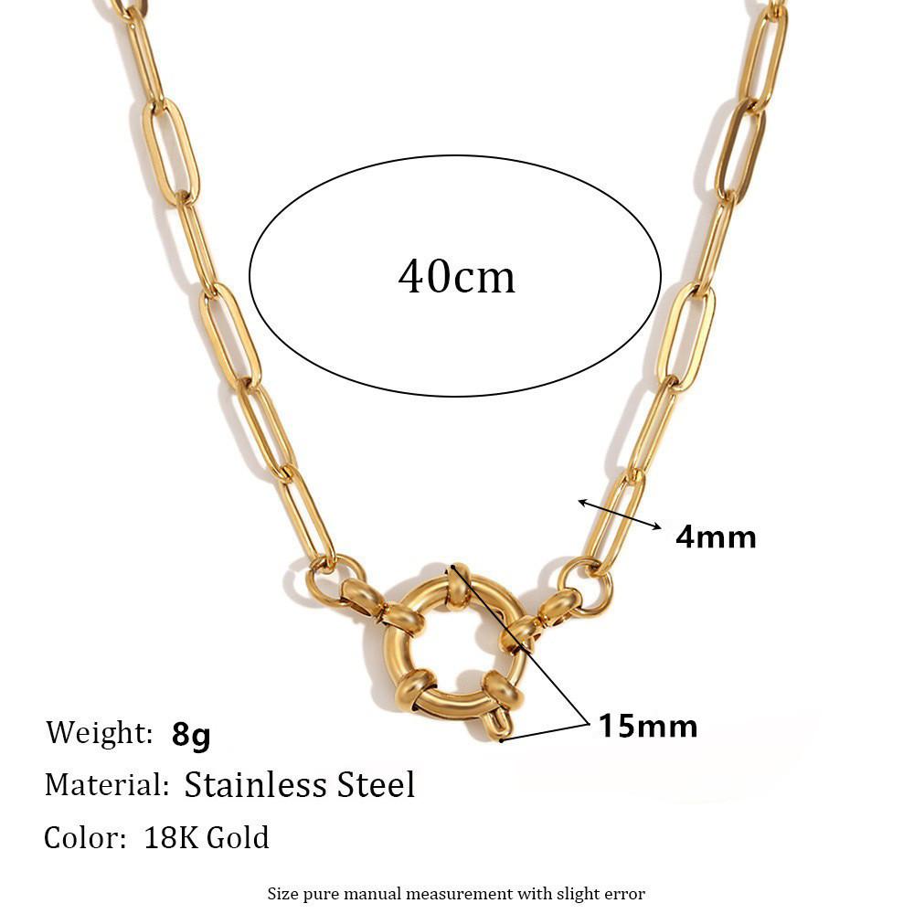Trendy Gold 18k Plated Stainless Steel Spring Clasp Pendant Necklace For Women