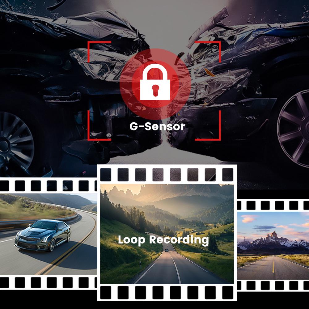 4K Відеореєстратор F9 з потрійною лінзою, HD ширококутним об'єктивом, нічним баченням Starlight, мобільним підключенням та GPS-відстеженням