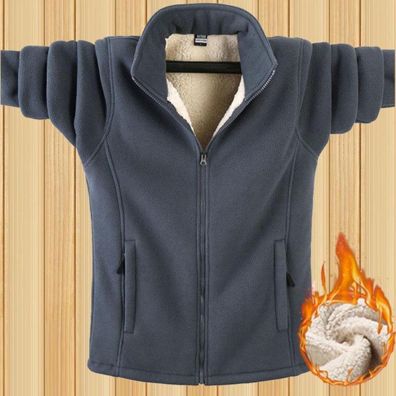 Fleece Sweatshirt Men Warm Thicken Sweatshirt Autumn Winter Men Clothing Solid Color