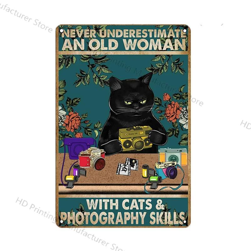 Cute Cat Wall Poster Pet Decor For Kitchen Vintage Tin Sign Metal Plates Home Decoration Modern Bar Accessory Restaurant Garden