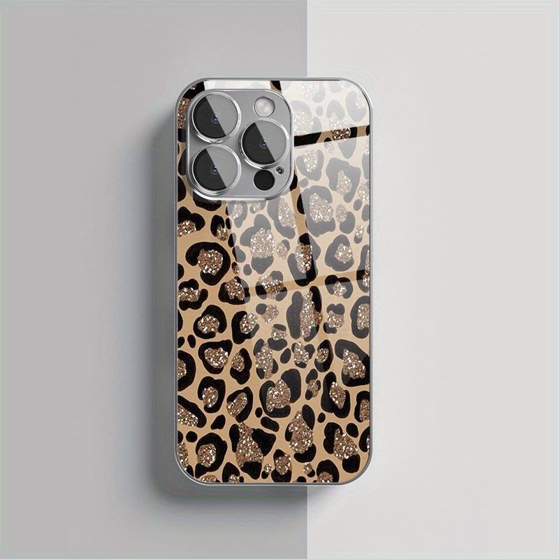 Coole Glitzer-Leopardenmuster-Galvanisierte Silberne Handyhülle Für Samsung Galaxy S25 S24 S23 Ultra Plus FE Gehärtetes Glas Cover