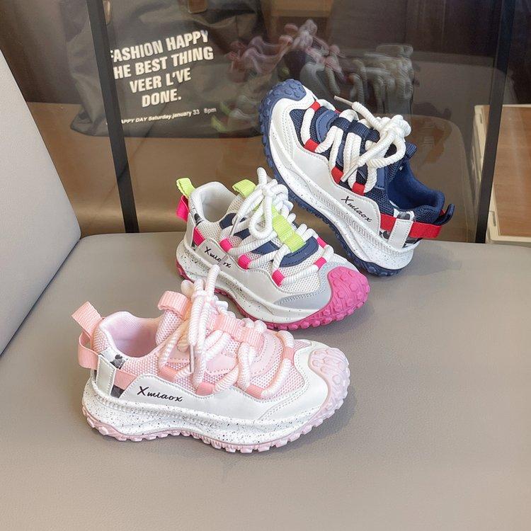 Girls' sports shoes 2025 spring new children's trendy shoes boys' dad shoes breathable durian sole casual shoes