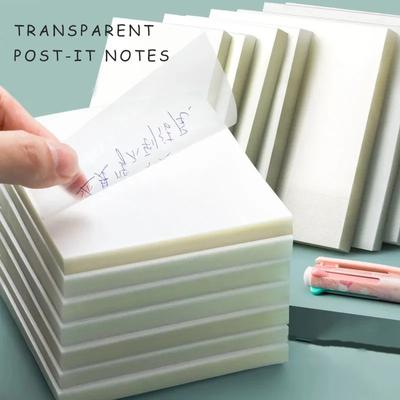 50 Stuks Transparante Sticky Notebook Waterdichte PET Memo Pad voor Student Kantoorbenodigdheden Eenvoudige Tear Memo Pads Notitieboek Kladblok