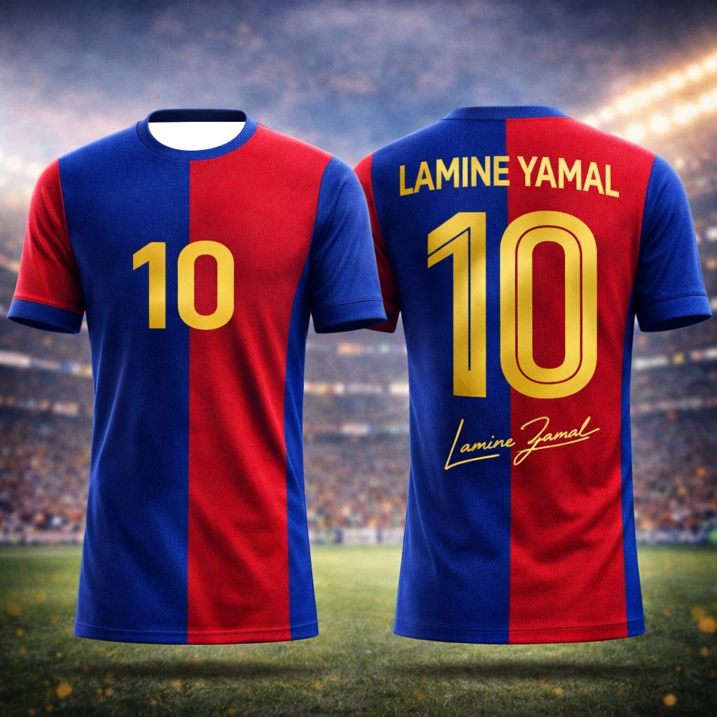 Das 3D-bedruckte Sport-T-Shirt für Fußballfans von Rami Yamal ist atmungsaktiv und schnell trocknend, geeignet für den Sommer im Freien für die ganze Familie.