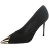 Suede summer new high-heeled shoes with metal pointed tips women's black work shoes