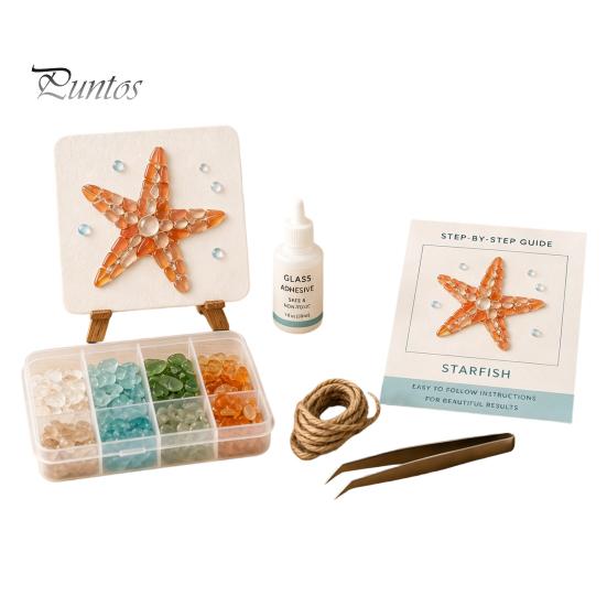 Durable Beach Style Crafts DIY Sea Glass Art Mosaic Kit, Ocean Animal Themed Craft Set for Adults Kits Beginner, Handmade Material Pack Coastal