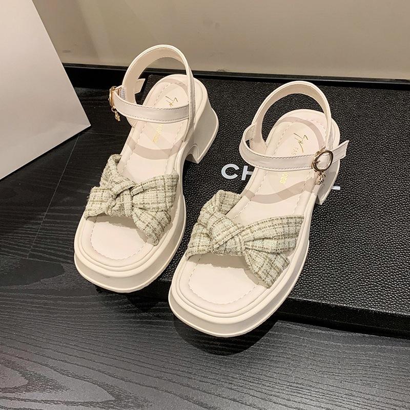 Fairy style sandals female 2025 new summer outer wear temperament thick bottom beautiful matching skirt word with high heels