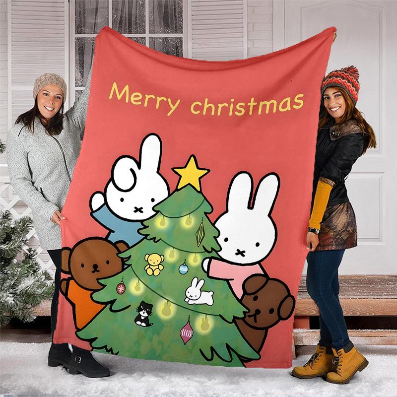 1pc Miffy2 Theme Blanket - Digital Print, Polyester, Cozy for All Seasons, Perfect for Outdoor, Camping, and Travel