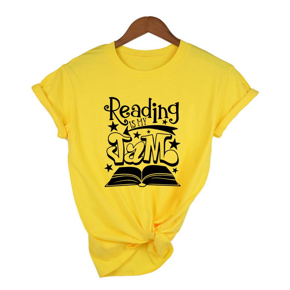 Reading Is My Jam Book Print Women Harajuku T Shirt Grunge Short Sleeve Casual Tumblr Camisetas