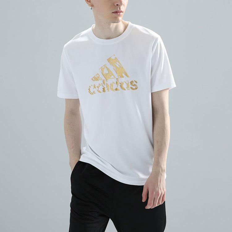 Adidas American Retro Letter Logo Print Quick-Dry Breathable Crew Neck Short Sleeve T-Shirt Unisex T-Shirt White Platinum ADITSG2P-WG