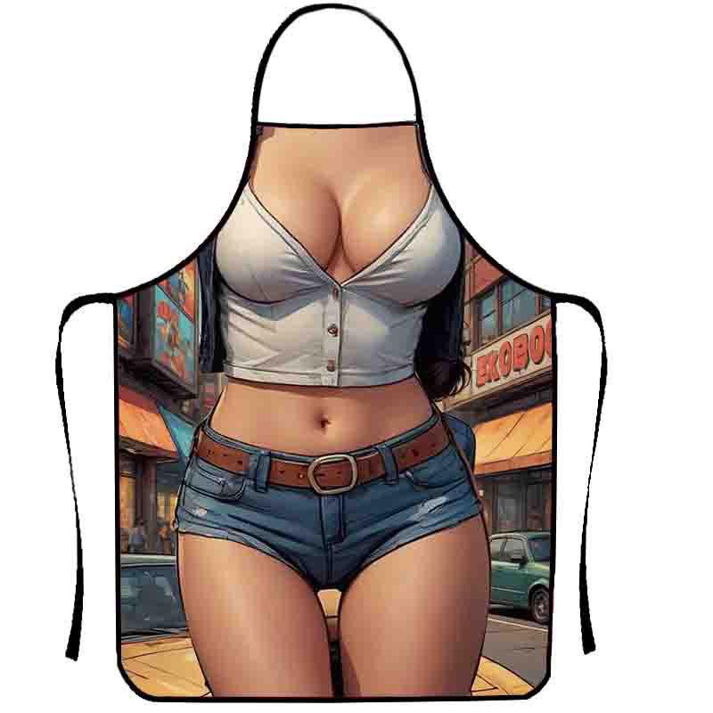 1pc Cooking Apron Funny Kitchen Stain-proof For Women Aprons Man BBQ Cleaning Sexy Women's
