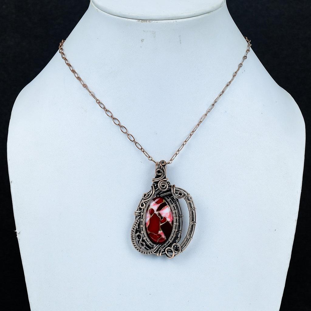 Kingman roter Mohave Kupfer Türkis Anhänger Kupferdraht gewickelter Anhänger Edelsteinanhänger Kupferdraht Schmuck Geschenke für ihn handgefertigter Anhänger