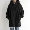 Autumn and Winter New Personality Street Zipper Hooded Long Plus Velvet Sweater