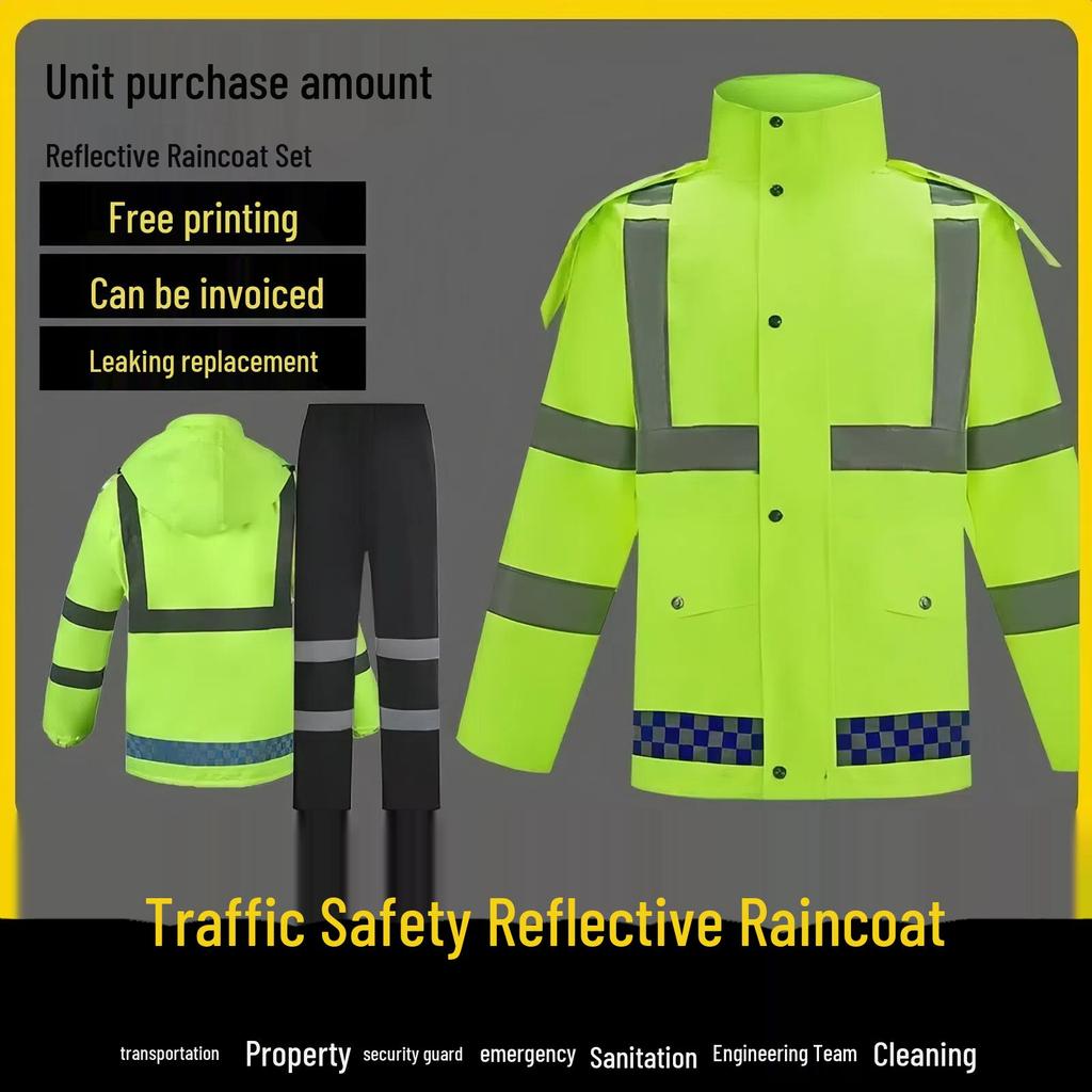 Set Impermeabile e Pantaloni Riflettenti 150D: Spalle scoperte, Spessore maggiorato, Protezione integrale per lavori gravosi e sotto la pioggia battente.