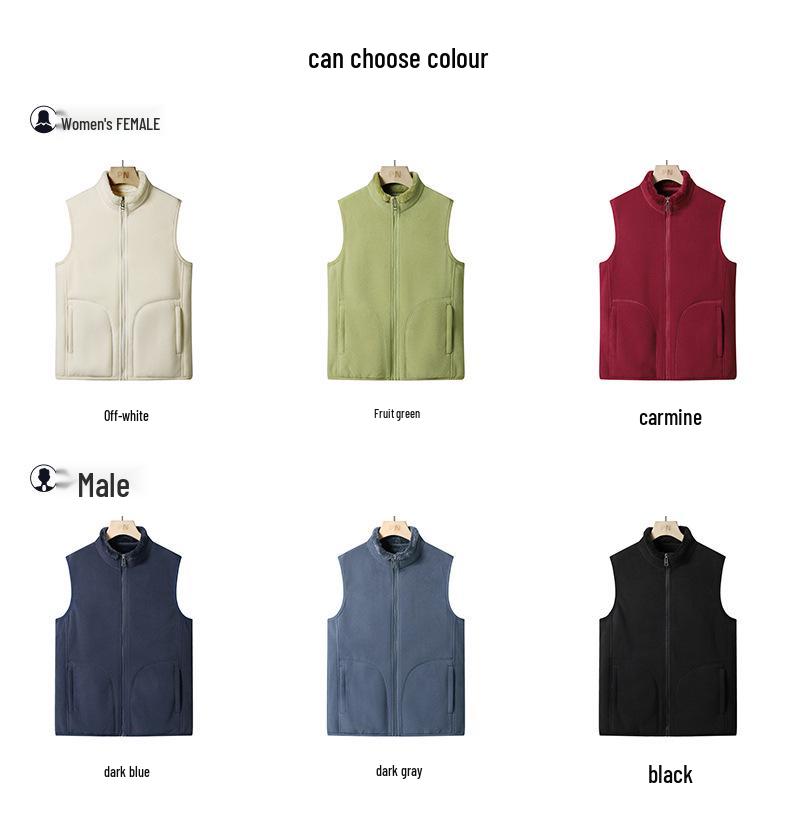 Thick Coral Fleece Couple Vests with Zipper Pockets – Warm and Stylish for Men and Women