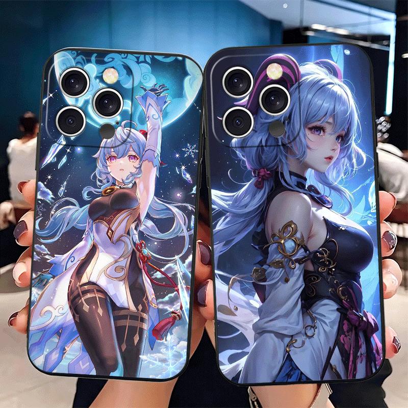 Genshin Impact Ganyu Soft Phone Case for iPhone 16 16E 17 Air 15 Pro Max 14 Plus 13 Mini 11 12 7 Black Cover Back Shell