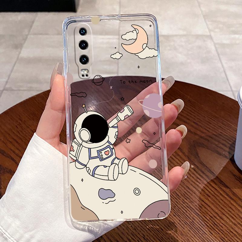 Casing For Huawei P30 ELE-L29 L09 Case Huawei P30 Pro VOG-L29 L09 Cover Aesthetic Cute Cat Cartoon Transparent Silicone Bumper